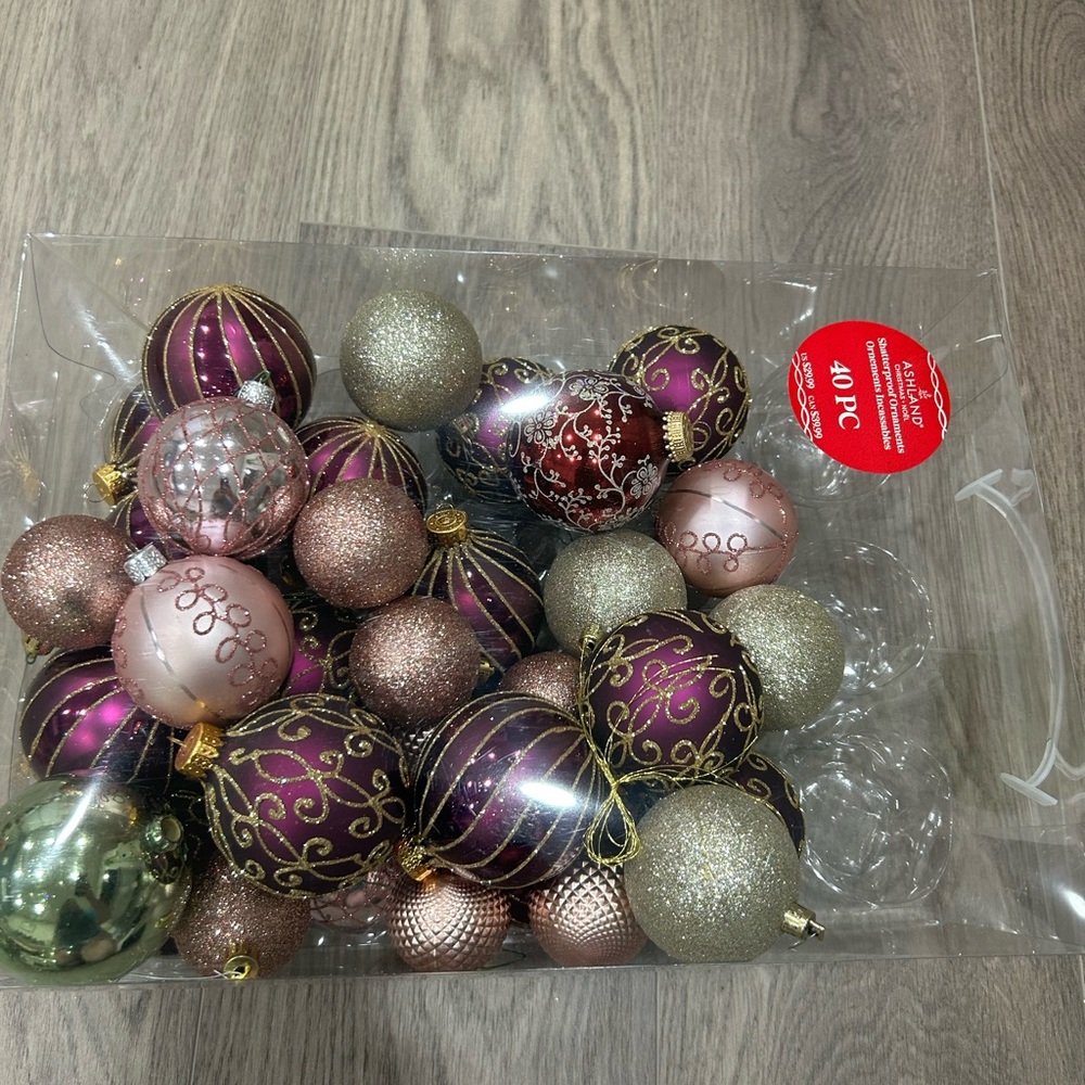 Elegant Holiday Ornament Set - Purple, Gold, Silver